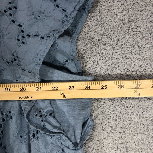 Lane Bryant Blue Eyelet Blouse Size 18/20 Boho Cottagecore Flutter Sleeve Cotton - Picture 13 of 14